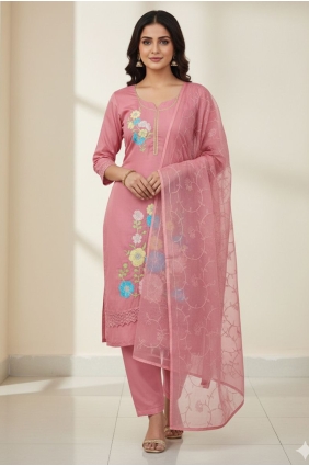 Embroidered Silk Salwar Kameez in Pink with Dupatta SK159080