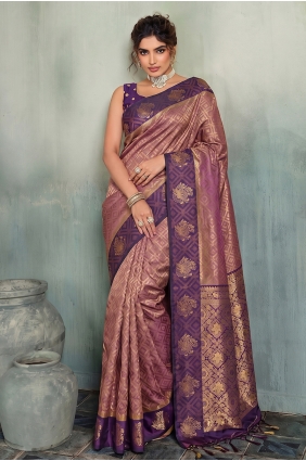 Brown Saree in Weaving Silk SR30374