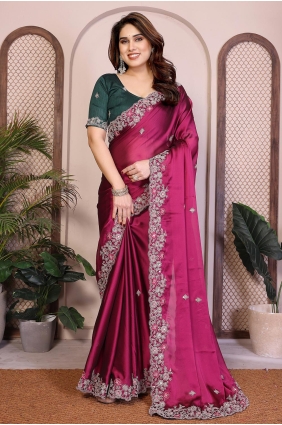 Purple Embroidered Silk Saree with Blouse SR29849