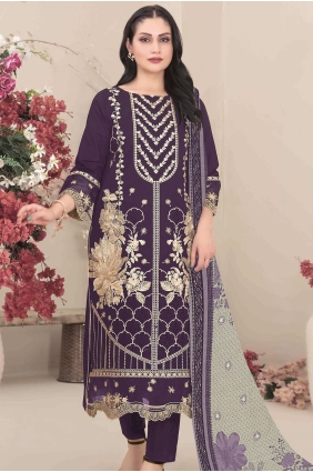Faux georgette Embroidered Wine Straight Pant Suit with Dupatta SK159237