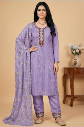 Silk Thread Lavender Salwar Kameez with Dupatta SK15634