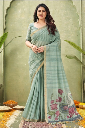 Grey Saree in Cotton with Weaving SR30403