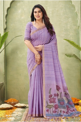 Cotton Saree with Weaving in Purple SR30406